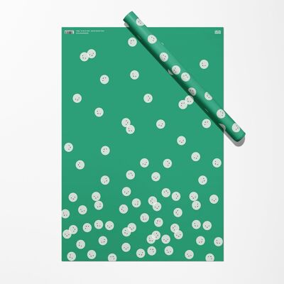 Feuille d’emballage cadeau Sourires | Papier d'emballage | Papier artisanal | Vert