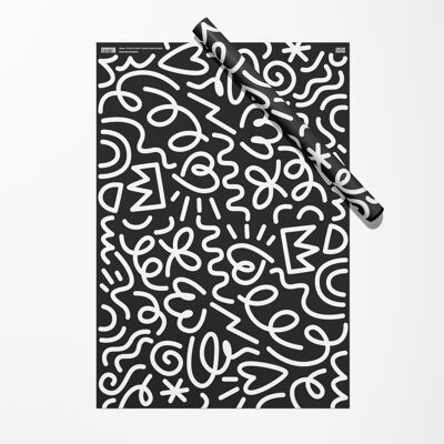 Hoja de papel de regalo para fiestas | Papel de regalo | Negro