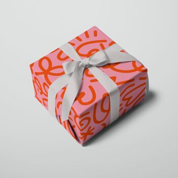 Feuille d'emballage cadeau Party Doodle | Papier d'emballage | Rose 2