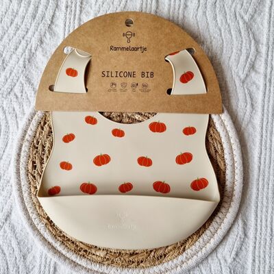 Silicone bib Pumpkins - Beige