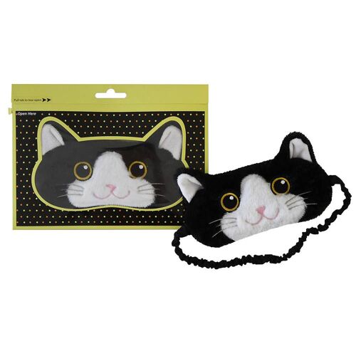 Black And White Cat Eye Mask - Sleeping Mask, Travel Mask, S