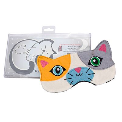 Plüsch-Patchwork-Katzenaugenmaske – Schlafmaske, Katze, Tier – originelle Geschenke