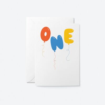 Uno - 1er cumpleaños - Tarjeta de felicitación