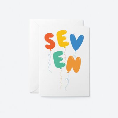Sieben - 7. Geburtstag - Grußkarte