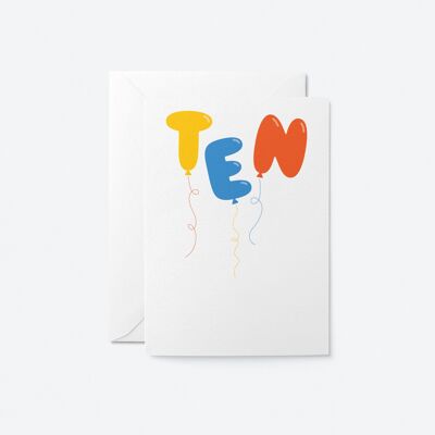 Diez - 10º cumpleaños - Tarjeta de felicitación
