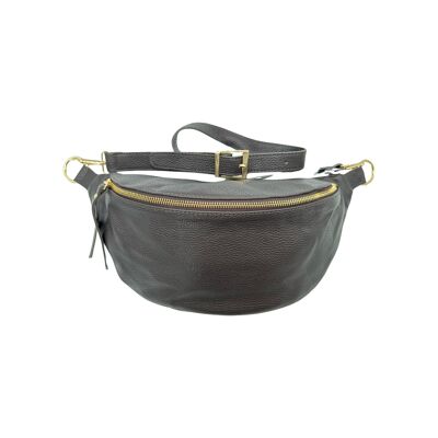 LARGE SEEDED LEATHER BELT BAG 39CM DARK BROWN