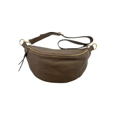 GRAND SAC BANANE CUIR GRAINE 39CM TAUPE