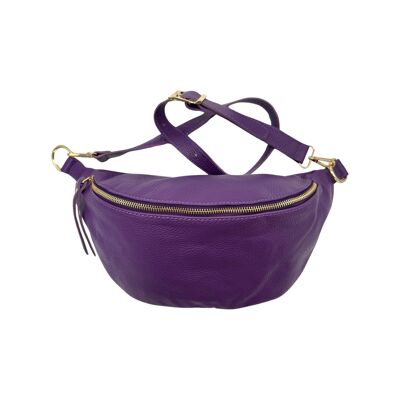 GRAND SAC BANANE CUIR GRAINE 39CM VIOLET