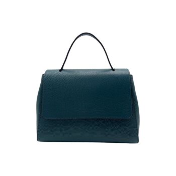 SAC PORTE MAIN CUIR GRAINE IRENE VERT 1