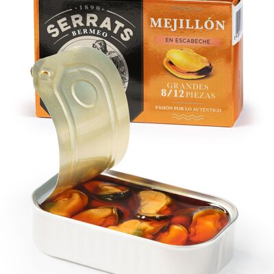 Mejillones GRANDES en escabeche - 8/12 piezas - Lata 110g - Conservas Serrats