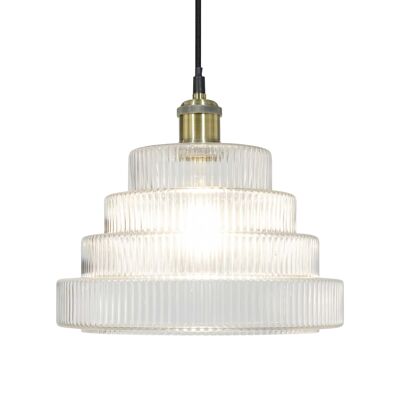 Challe small transparent ribbed glass pendant light