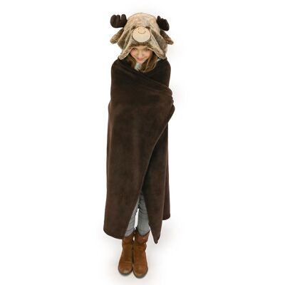 Cozy Noxxiez Animal Hooded Blanket Reindeer