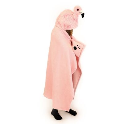 Cozy Noxxiez Animal Hooded Blanket Flamingo