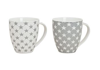 Étoiles de tasse géantes en porcelaine, 2 assorties (L/H/P) 14x12x10.5 cm, 600 ml