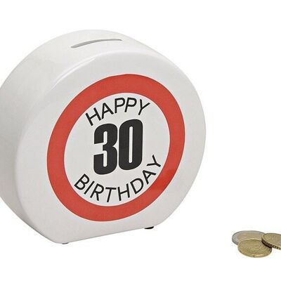 Salvadanaio in ceramica Happy Birthday 30