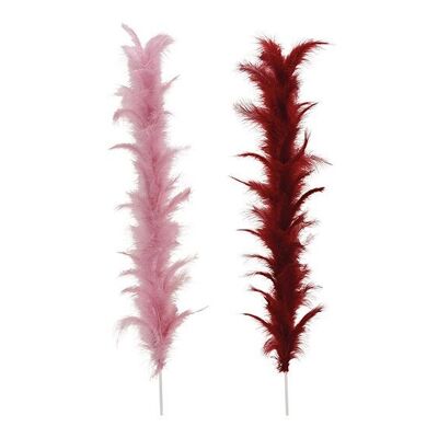 Branche de plumes Bordeaux, rose, 2 volets, (H) 70cm