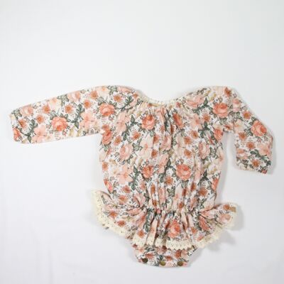 Two-tone floral romper