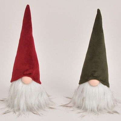 Gnome made of textile red, green 2-fold, (W / H / D) 8x23x8cm