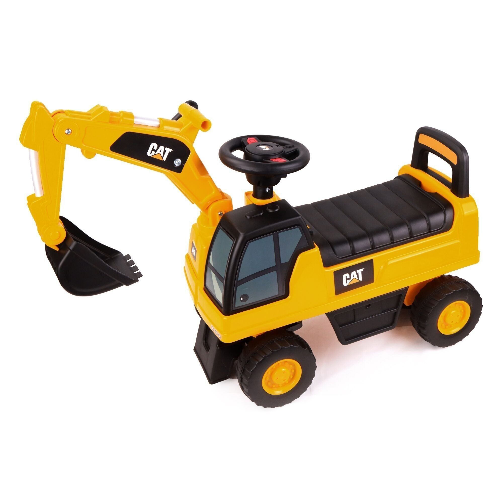 TURBO CHALLENGE - Pelleteuse Caterpillar - Trotteur - 119662 - Roues Libres - Jaune - 25Kg Max - Plastique - Piles Non Incluses - Jouet Enfant - Cadeau - À Partir de 12 mois