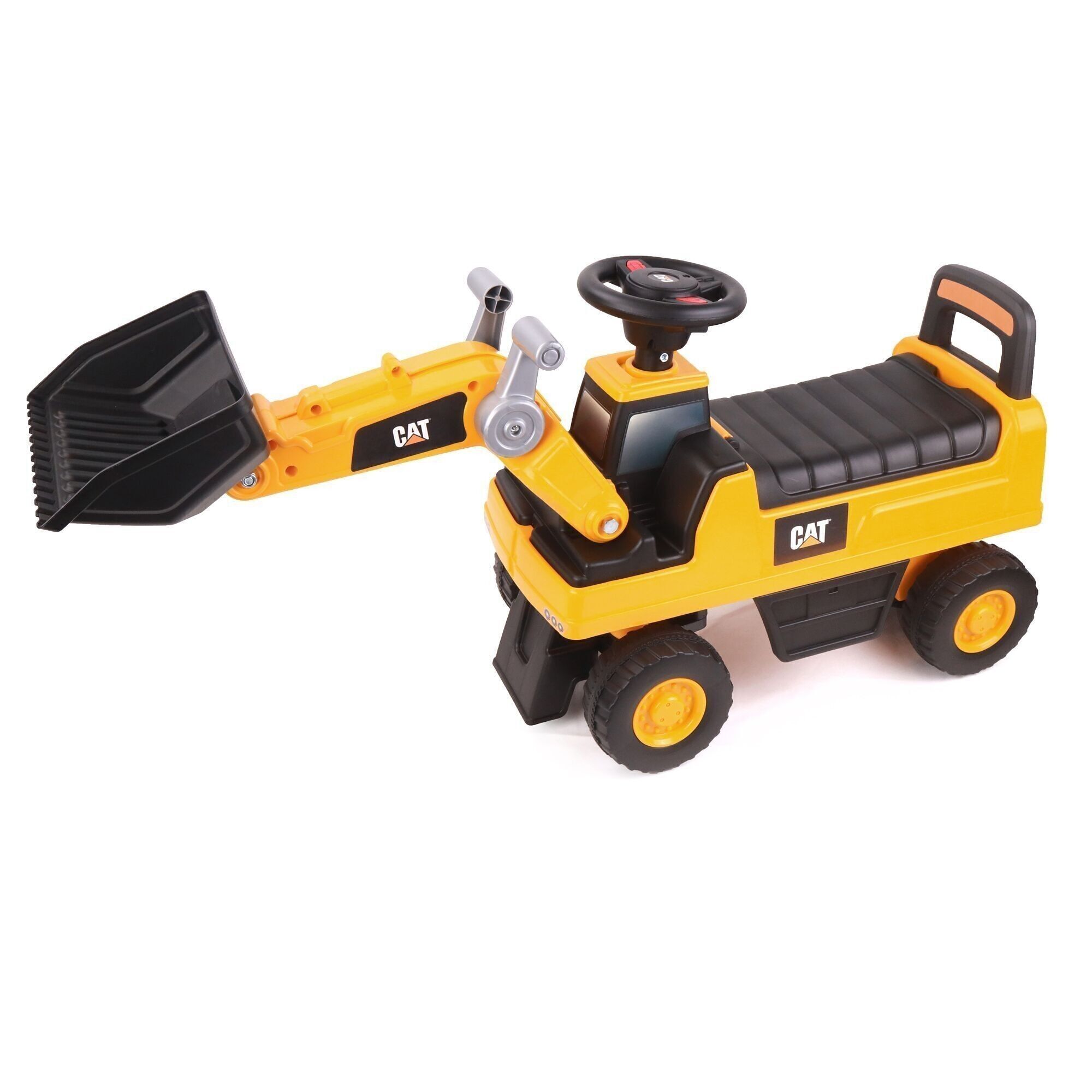 TURBO CHALLENGE - Tractopelle Caterpillar - Trotteur - 119663 - Roues Libres - Jaune - 25Kg Max - Plastique - Piles Non Incluses - Jouet Enfant - Cadeau - À Partir de 12 mois 