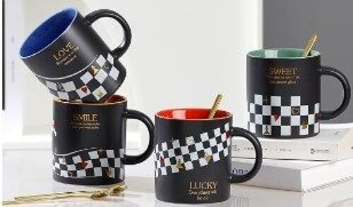 Ceramic mug with chess design, in 4 designs DF-721