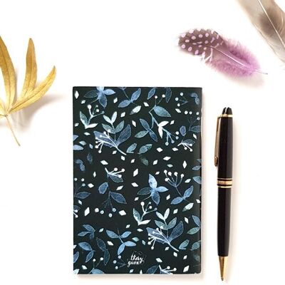 A6 black and white botanical watercolor pocket notebook