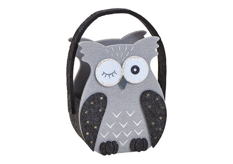 Borsa gufo in feltro grigio (L / A / P) 12x15x7cm