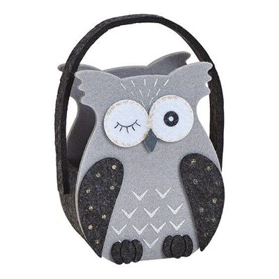 Owl bag made of gray felt (W / H / D) 12x15x7cm