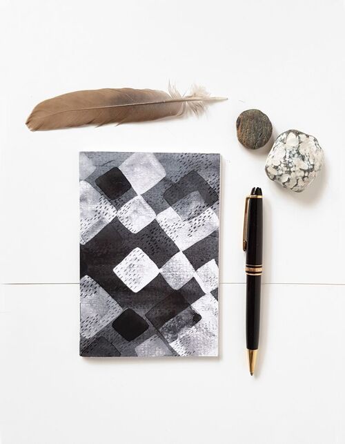 Carnet de poche A6 géométrique graphique aquarelle noir et blanc