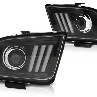 Faros con luz de estacionamiento FORD MUSTANG 04-09 NEGRO
