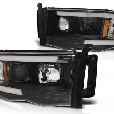LED projector headlights - x2 - parking light - DODGE RAM 02-06 BLACK