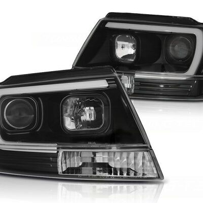 Faros delanteros con luz de estacionamiento CHRYSLER JEEP GRAND CHEROKEE 99-05 05 NEGRO