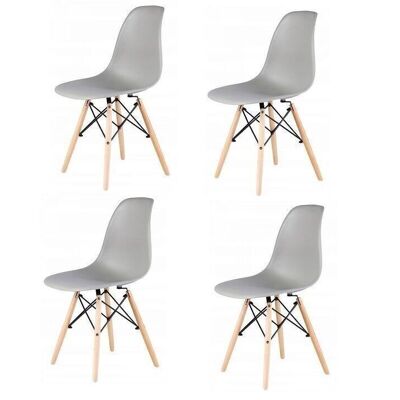 Kitchen chair Gray - dining room chair - plastic & wood set of 4