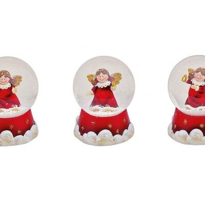 Snow globe angel in red made of poly