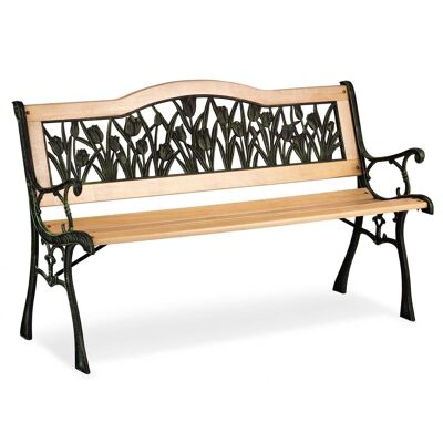 Banco de jardín - 123,5 x 74 x 48 cm - banco de parque de madera