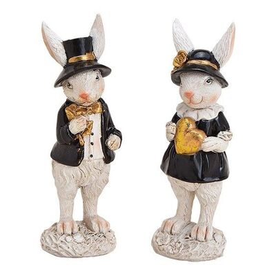 Conejo hombre y mujer de poli blanco / negro doble