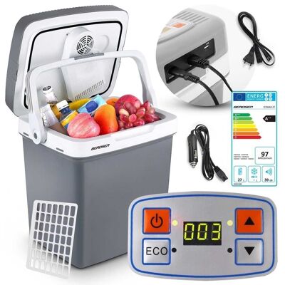 Cool box with heating function - 27 liters - gray - USB