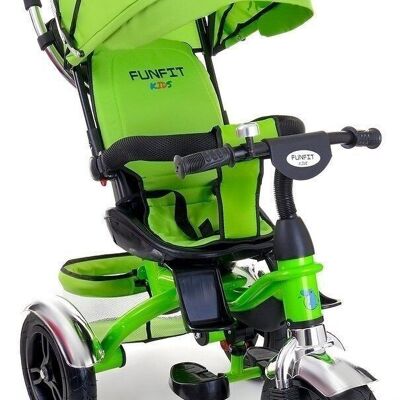 Tricycle stroller - green - with pedals and sun blinds