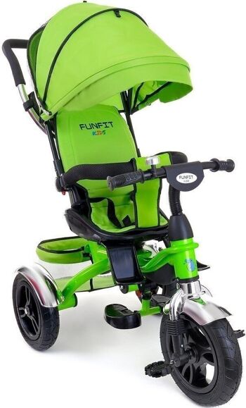 Poussette tricycle - verte - avec pédales et pare-soleil