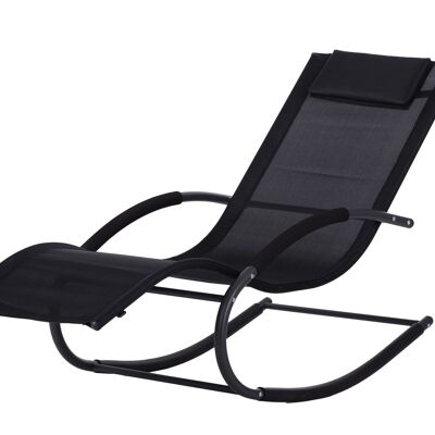 Chaise à bascule de jardin - noir - 140x63x89 cm