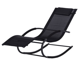 Chaise à bascule de jardin - noir - 140x63x89 cm