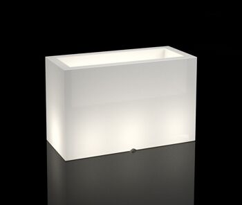 Pot de fleurs blanc - 80 x 35 x 50 cm - avec éclairage LED