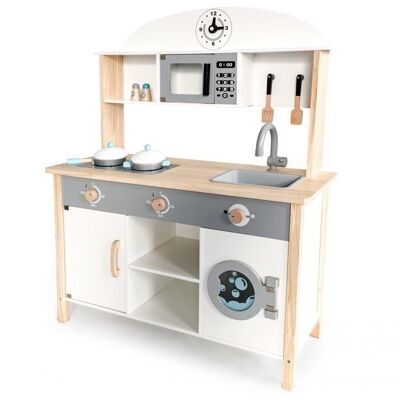 Cocina infantil XL 80x30x97 cm - gris con cocina de juego blanca