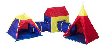 Tente de jeu - 5 pièces - avec tunnels - Tente Tipi - Tente enfant