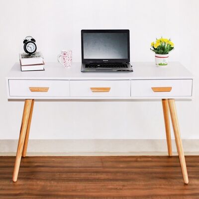 Schreibtisch - Beistelltisch - mit 3 Schubladen - 120x45x75 cm - weiß