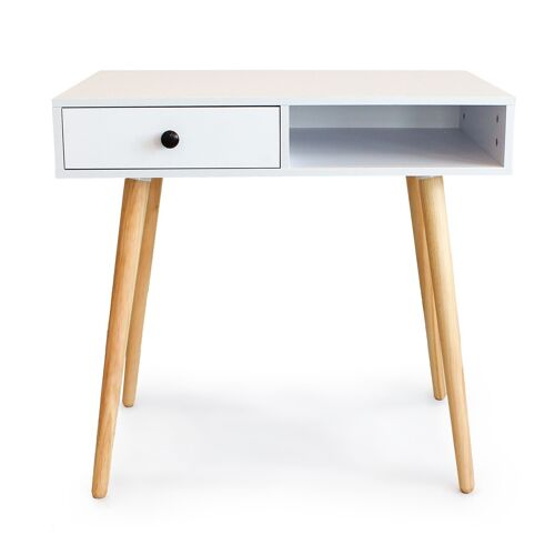 Klein bureau - Bijzettafel - met lade - 80x45x77 cm - wit