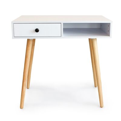 Piccola scrivania - Tavolino - con cassetto - 80x45x77 cm - bianco