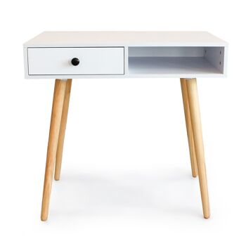 Petit bureau - Table d'appoint - avec tiroir - 80x45x77 cm - blanc