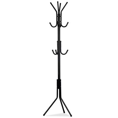 Garderobenständer – schwarzer Stahl – 11 Arme – 175 x 46 cm