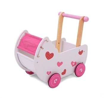 Landau de poupée en bois rose pour Barbie et poupées - 42x27x48 cm